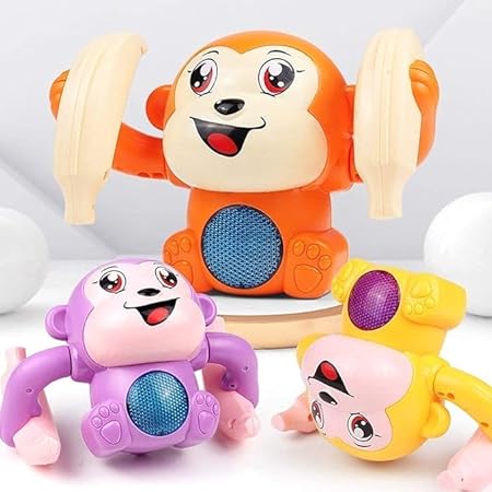 Gooyo GY-2029 Battery Operated Voice Control Monkey Toy with Musical, Dancing, Spinning,Rolling and Sensor Feature for Gifts/Kids/Babies/Boys/Girls| Assorted, Power Source:3xAAA Battery(Not Included)