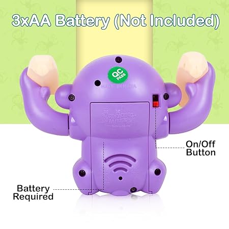 Gooyo GY-2029 Battery Operated Voice Control Monkey Toy with Musical, Dancing, Spinning,Rolling and Sensor Feature for Gifts/Kids/Babies/Boys/Girls| Assorted, Power Source:3xAAA Battery(Not Included)
