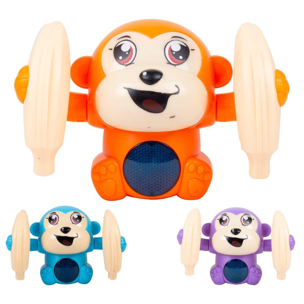 Gooyo GY-2029 Battery Operated Voice Control Monkey Toy with Musical, Dancing, Spinning,Rolling and Sensor Feature for Gifts/Kids/Babies/Boys/Girls| Assorted, Power Source:3xAAA Battery(Not Included)