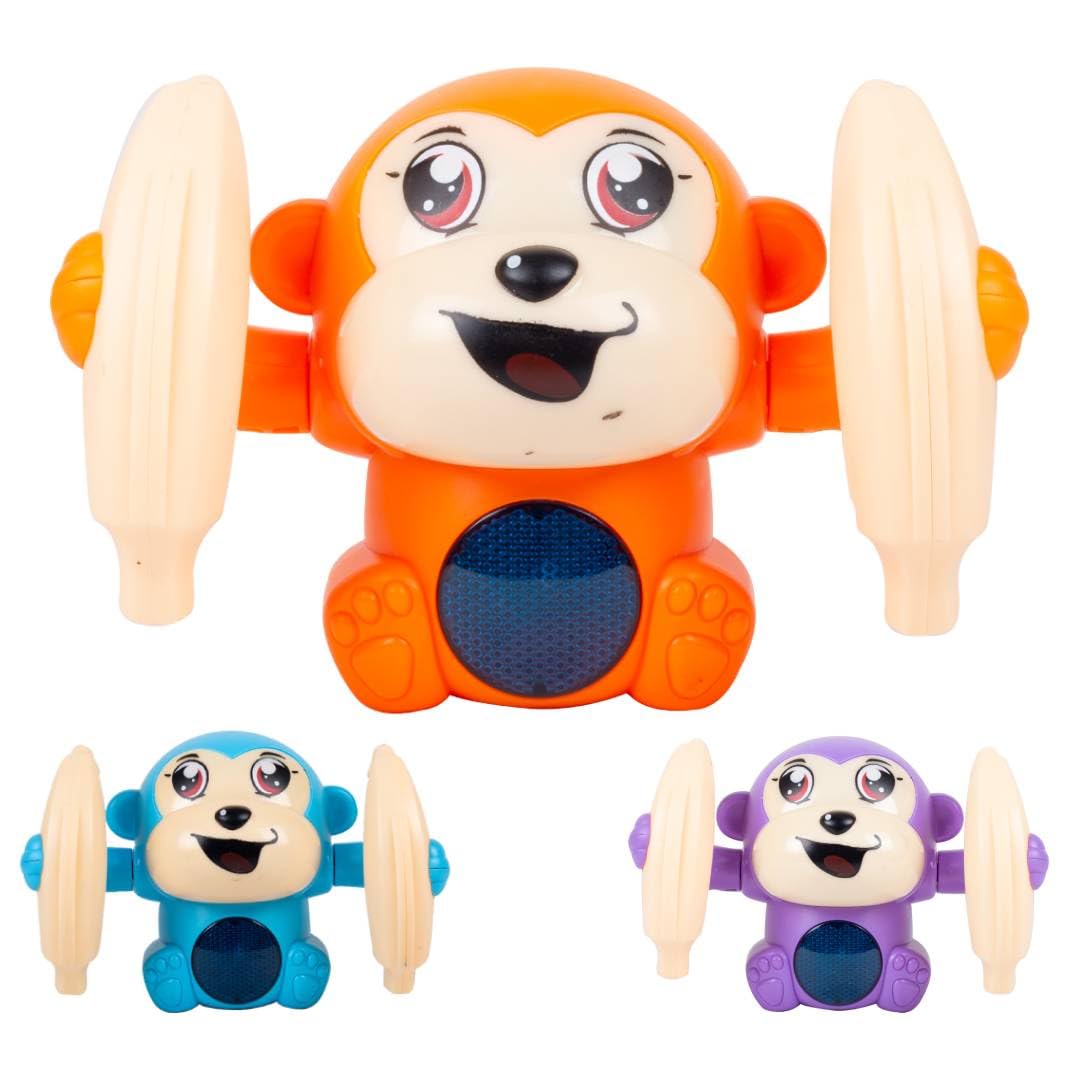Gooyo GY-2029 Battery Operated Voice Control Monkey Toy with Musical, Dancing, Spinning,Rolling and Sensor Feature for Gifts/Kids/Babies/Boys/Girls| Assorted, Power Source:3xAAA Battery(Not Included)