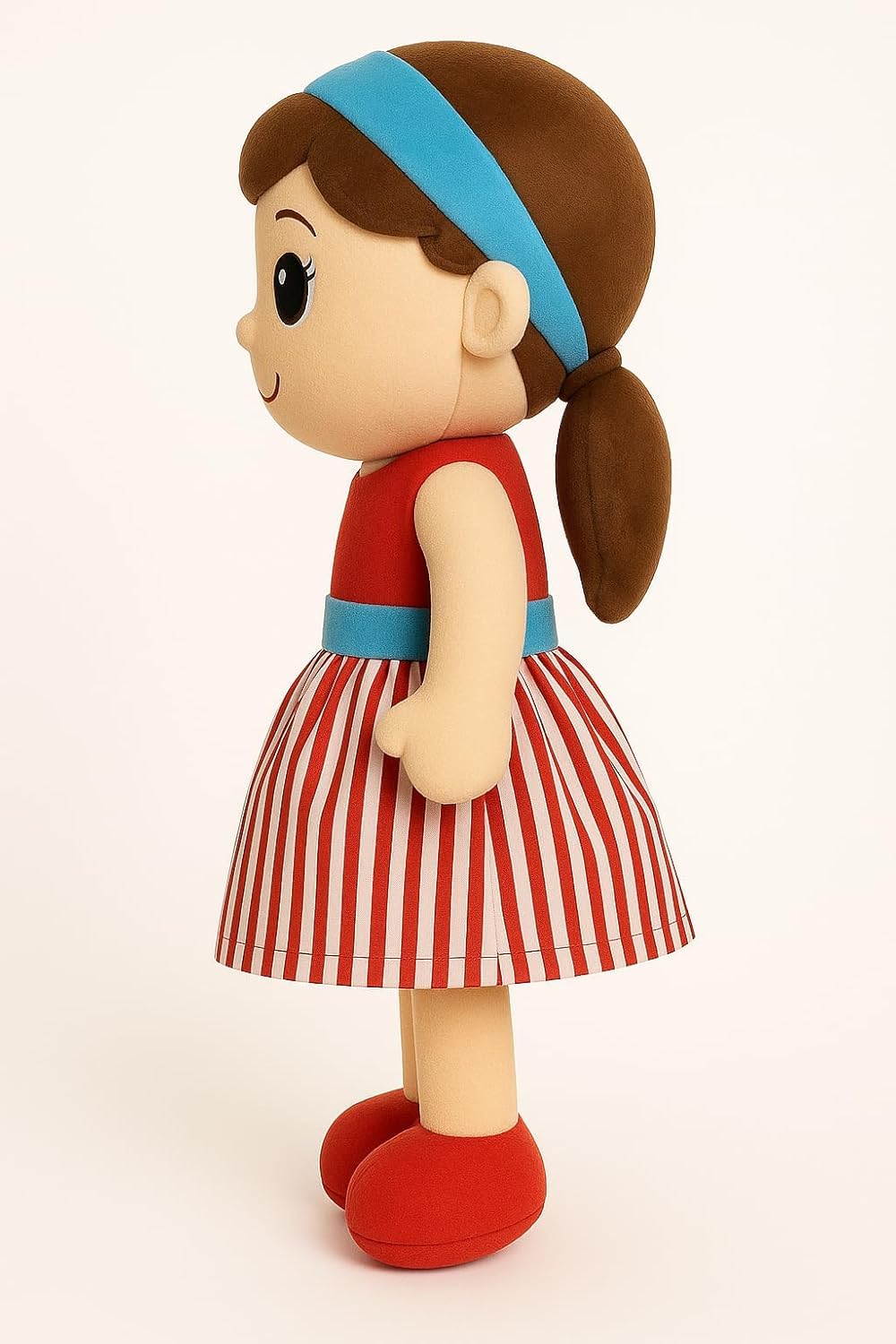 Bateu Cute Soft Doll Plush Hugging Doll Girls – Pink Dress Stuffed Toy with Colorful Headband – Cute Huggable Gift for Kids, 35cm (Pink)