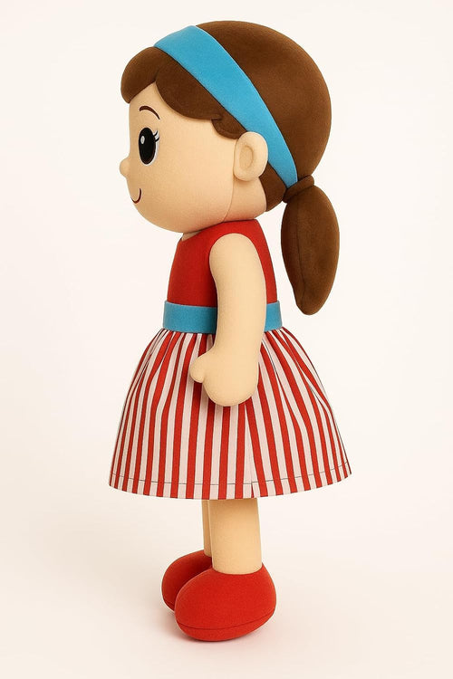 Bateu Cute Soft Doll Plush Hugging Doll Girls – Pink Dress Stuffed Toy with Colorful Headband – Cute Huggable Gift for Kids, 35cm (Pink)