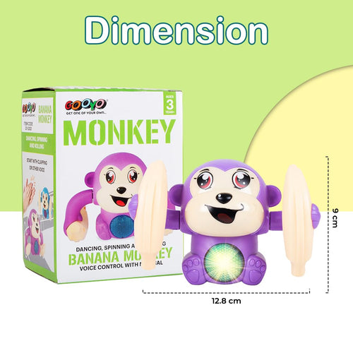 Gooyo GY-2029 Battery Operated Voice Control Monkey Toy with Musical, Dancing, Spinning,Rolling and Sensor Feature for Gifts/Kids/Babies/Boys/Girls| Assorted, Power Source:3xAAA Battery(Not Included)