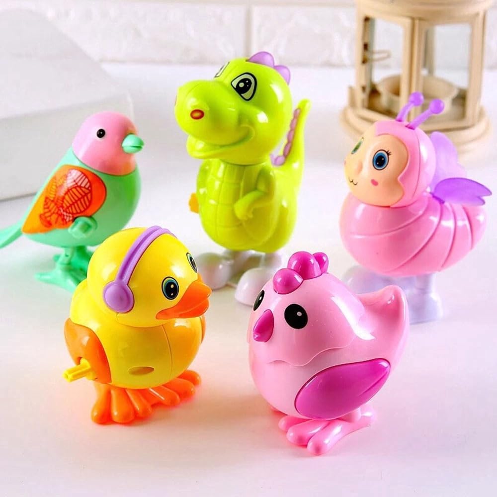 Jumping Bird Animals Key Operated Wind Up Toys for Toddler Kids Colorful Funny Moving Toys for Babies 6-12 Months (Assorted)