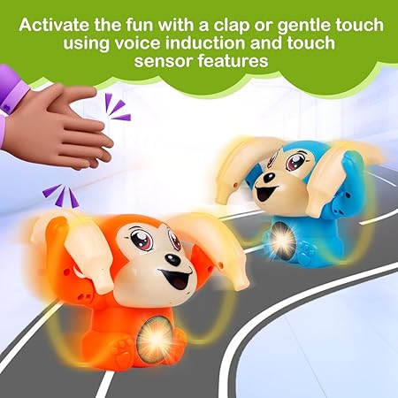 Gooyo GY-2029 Battery Operated Voice Control Monkey Toy with Musical, Dancing, Spinning,Rolling and Sensor Feature for Gifts/Kids/Babies/Boys/Girls| Assorted, Power Source:3xAAA Battery(Not Included)
