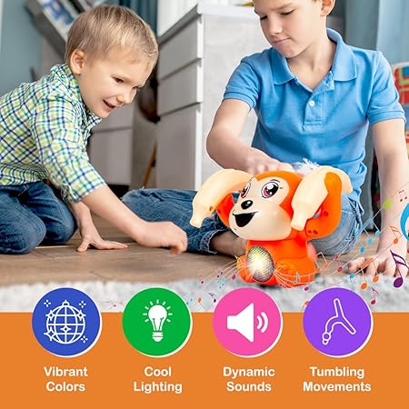 Gooyo GY-2029 Battery Operated Voice Control Monkey Toy with Musical, Dancing, Spinning,Rolling and Sensor Feature for Gifts/Kids/Babies/Boys/Girls| Assorted, Power Source:3xAAA Battery(Not Included)