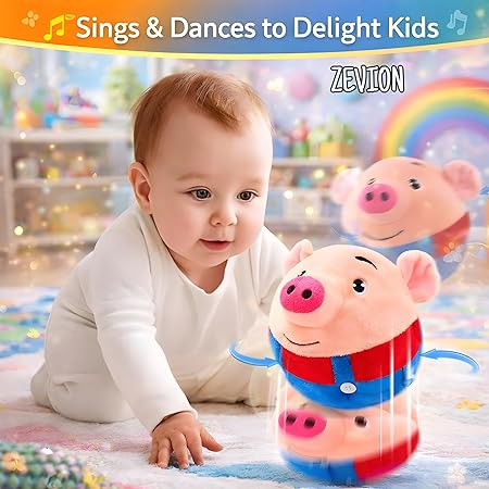 Dancing & Singing Piglet Toy, Interactive Moving Plush Pig with Music, Shaking Cartoon Pig Stuffed Animal, Washable Soft Electronic Sound for Kids